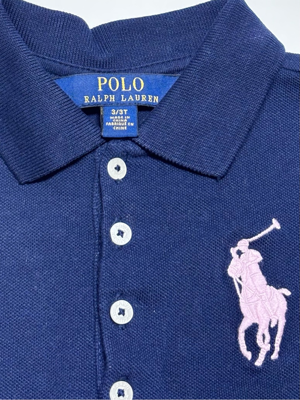 Ralph Lauren Navy Big Pony Long Sleeve Drop Waist Cotton Mesh Polo Dress Girl 3T - Picture 4 of 7